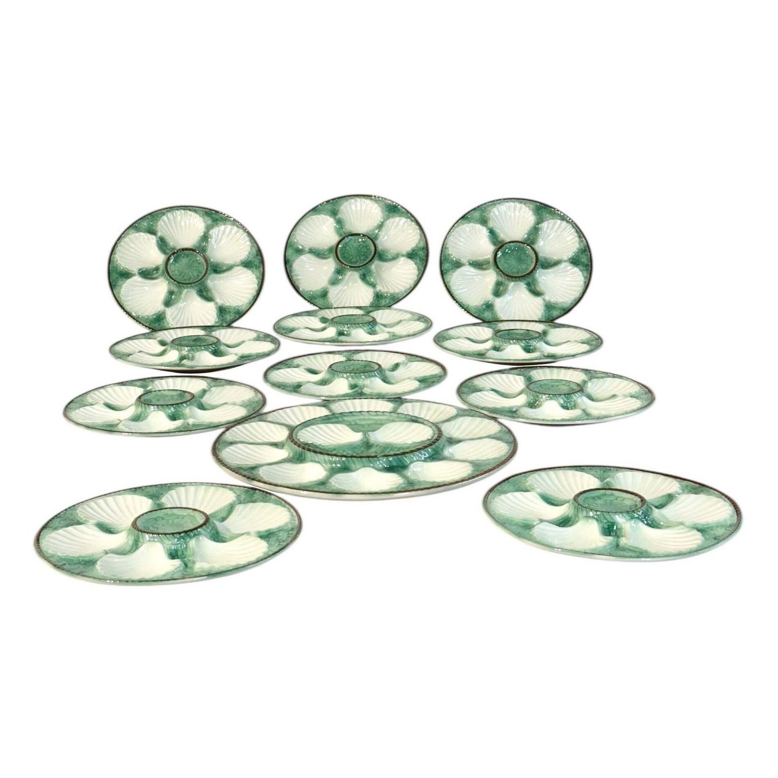 Majolica Oyster Plate Set In The Longchamp Style