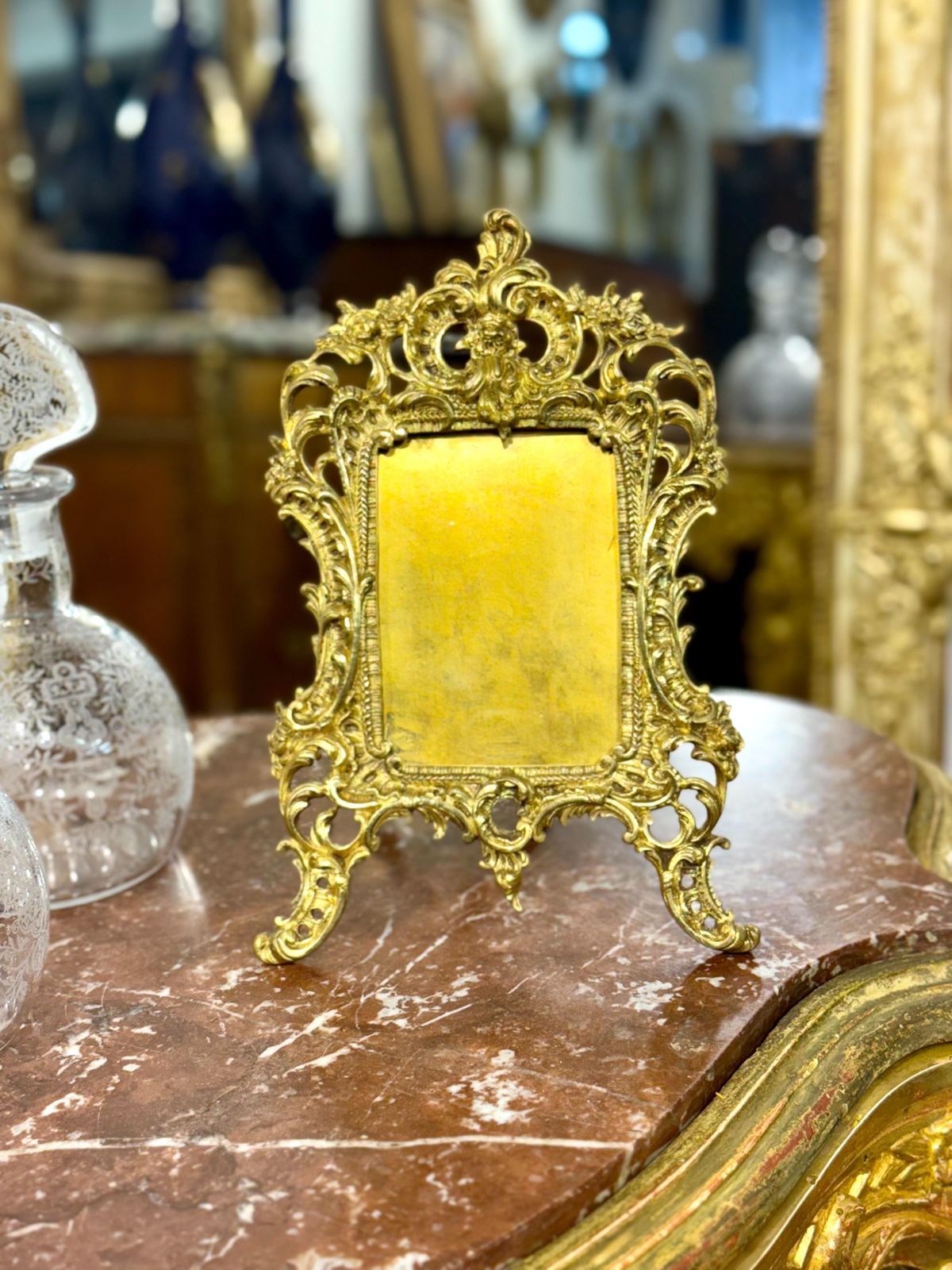 photo for sale 19th Century French Rococo Gilt Bronze Tabletop Frame