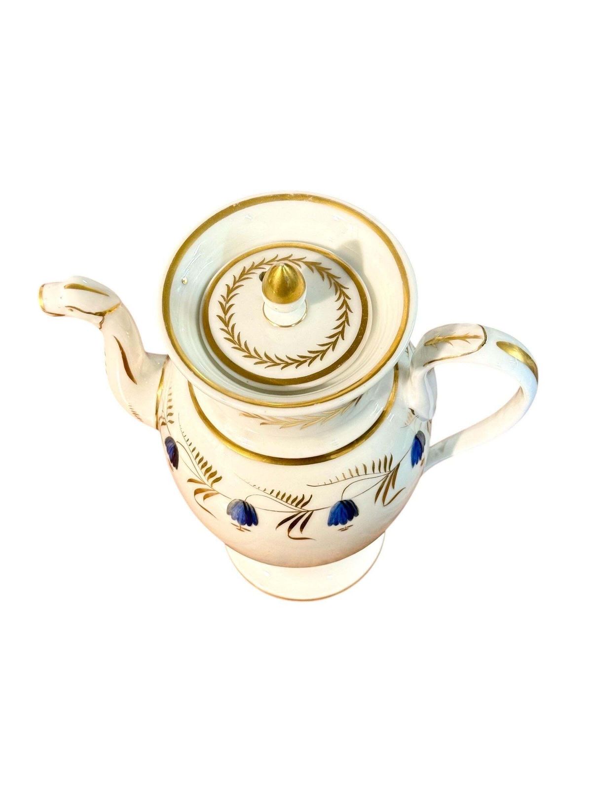 Early 19th Century Paris Porcelain Coffee Pot With Gilding & Blue Florals photo 704.0