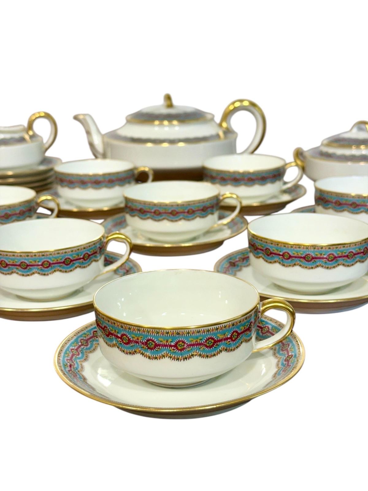 Haviland Limoges Tea Set With 24k Gold & Orientalist Frieze, C.1900 photo Home Decor