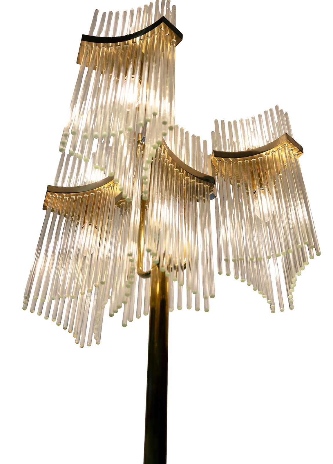 Pair Of Italian Brass And Glass Floor Lamps By Gaetano Sciolari, 1970's photo vinterior