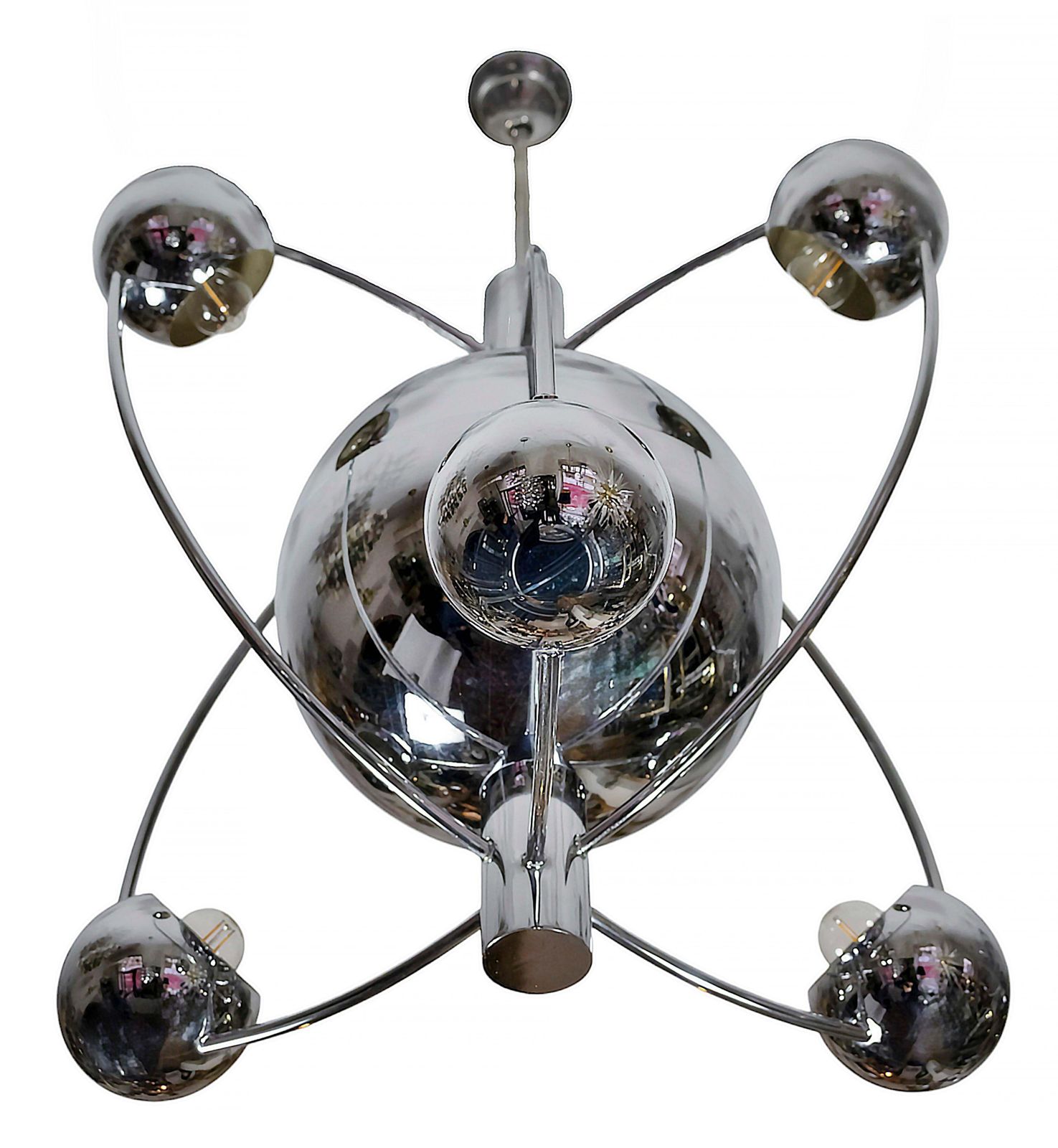 Mid Century Space Age Italian Reggiani Chrome Chandelier, Circa 1960 photo furniture