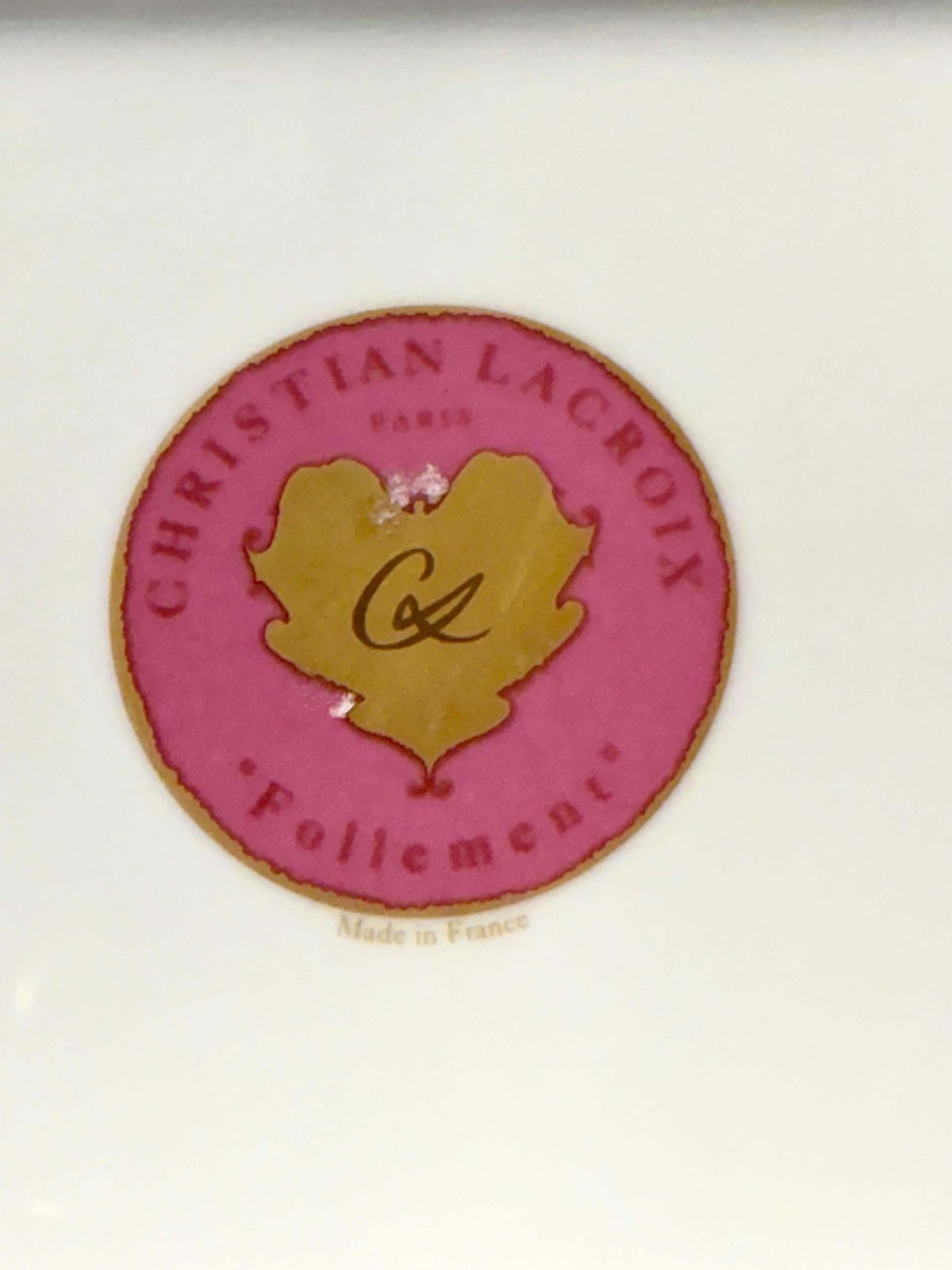 photo for sale Pink And Gold Porcelain Trinket Dish By Christian Lacroix