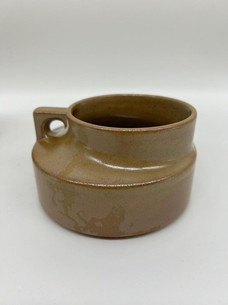 Stoneware Cups And Sugar Bowl, 1970s, Set Of 7 photo vintage