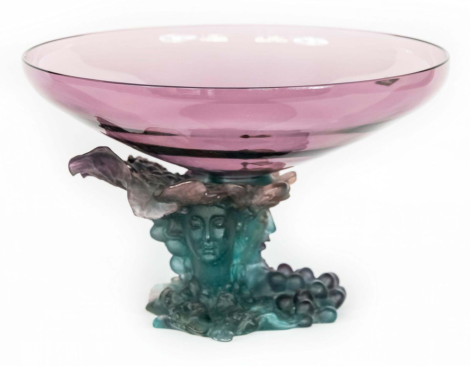 French Daum Bacchus Large Green Amethyst Vase Centerpiece Pâté De Verre photo furniture