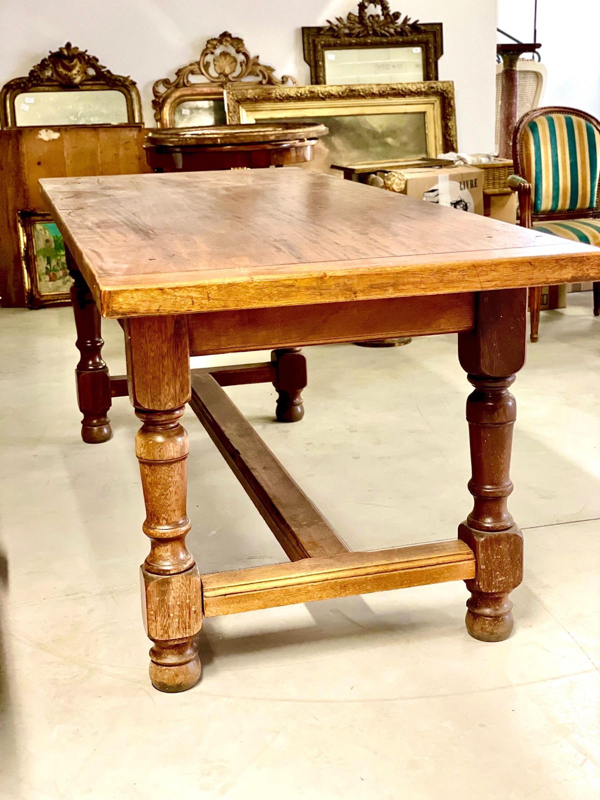 photo furniture Large 19th Century French Oak Farmhouse Table With Drawer