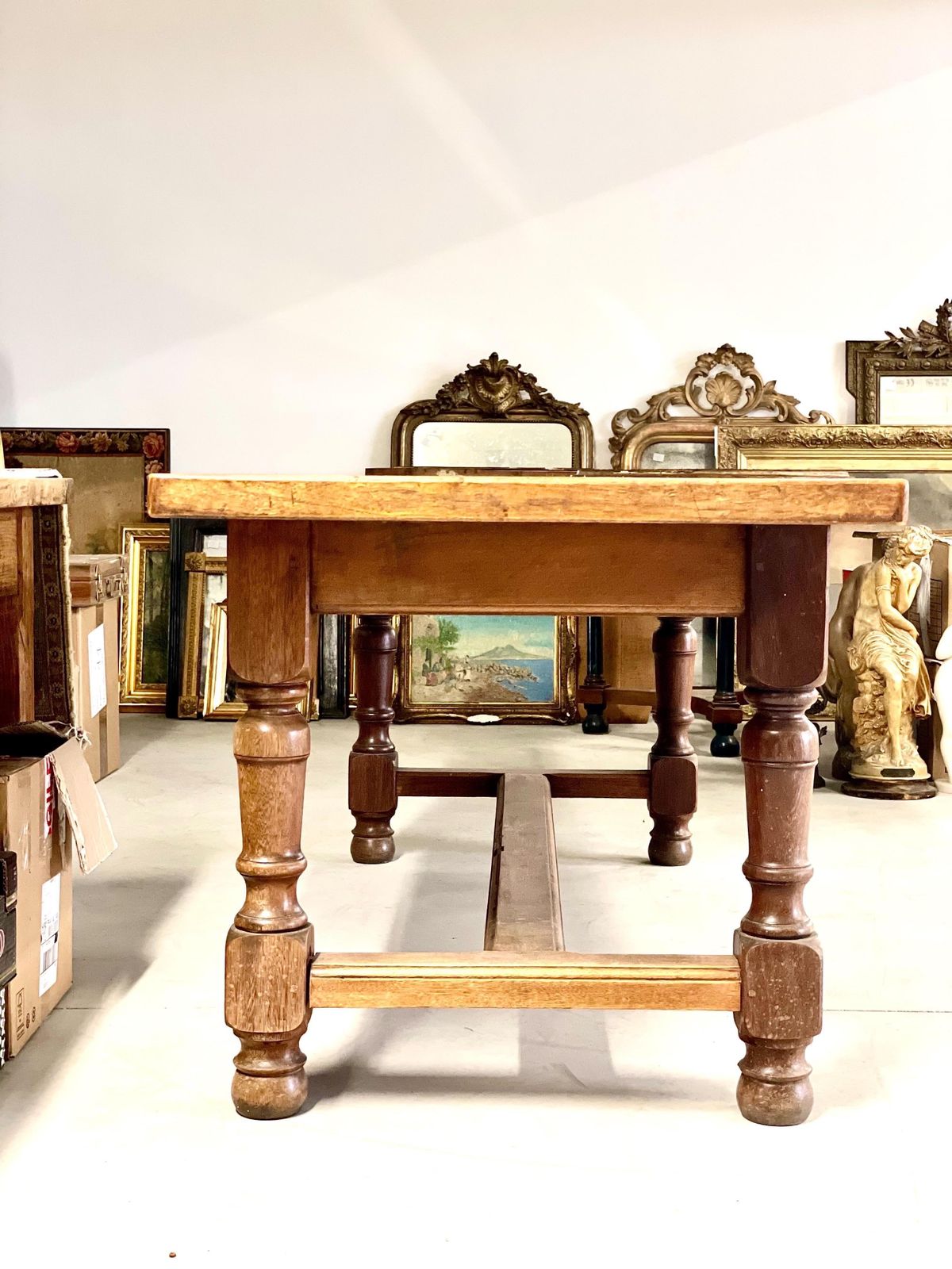 photo for sale Large 19th Century French Oak Farmhouse Table With Drawer