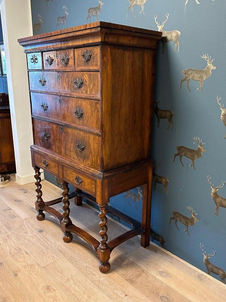 Antique Burl Walnut Chest, 18th Century photo buy