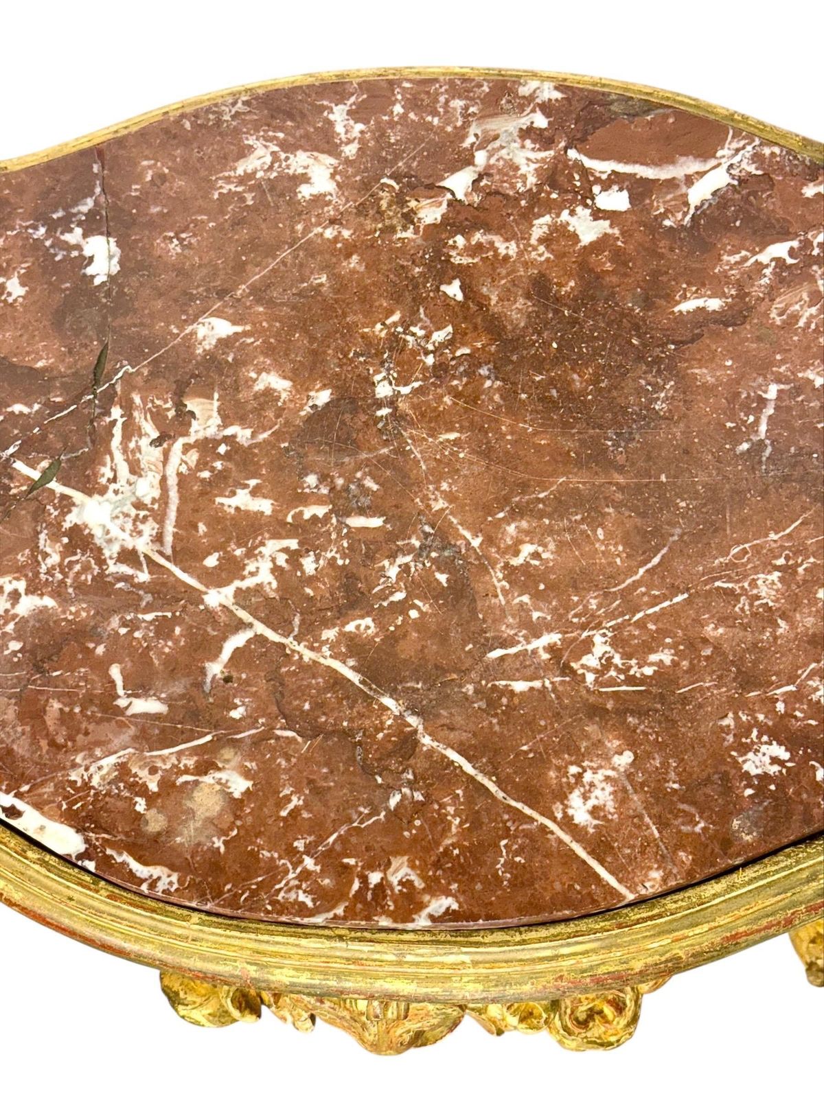 photo furniture Louis XV Style Giltwood Center Table With Breccia Marble Top, 19th Century