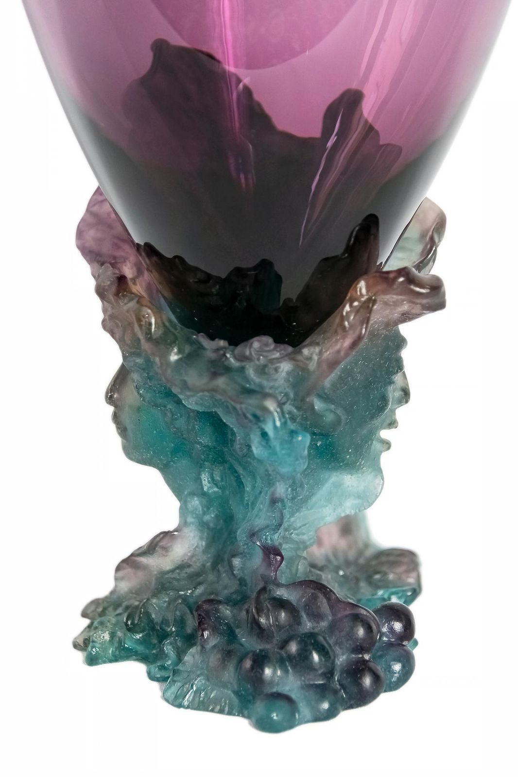 French Daum Bacchus Green Amethyst Vase Centerpiece Pâté De Verre photo Home Decor