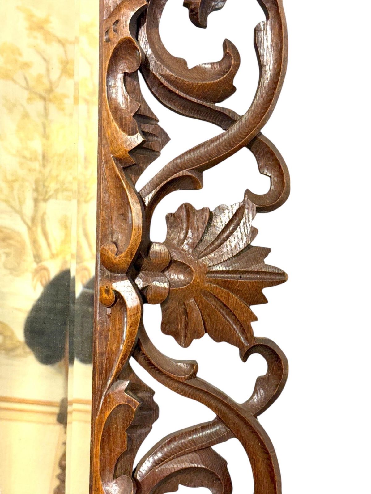 19th Century French Hand Carved Oak Beveled Mirror photo vinterior