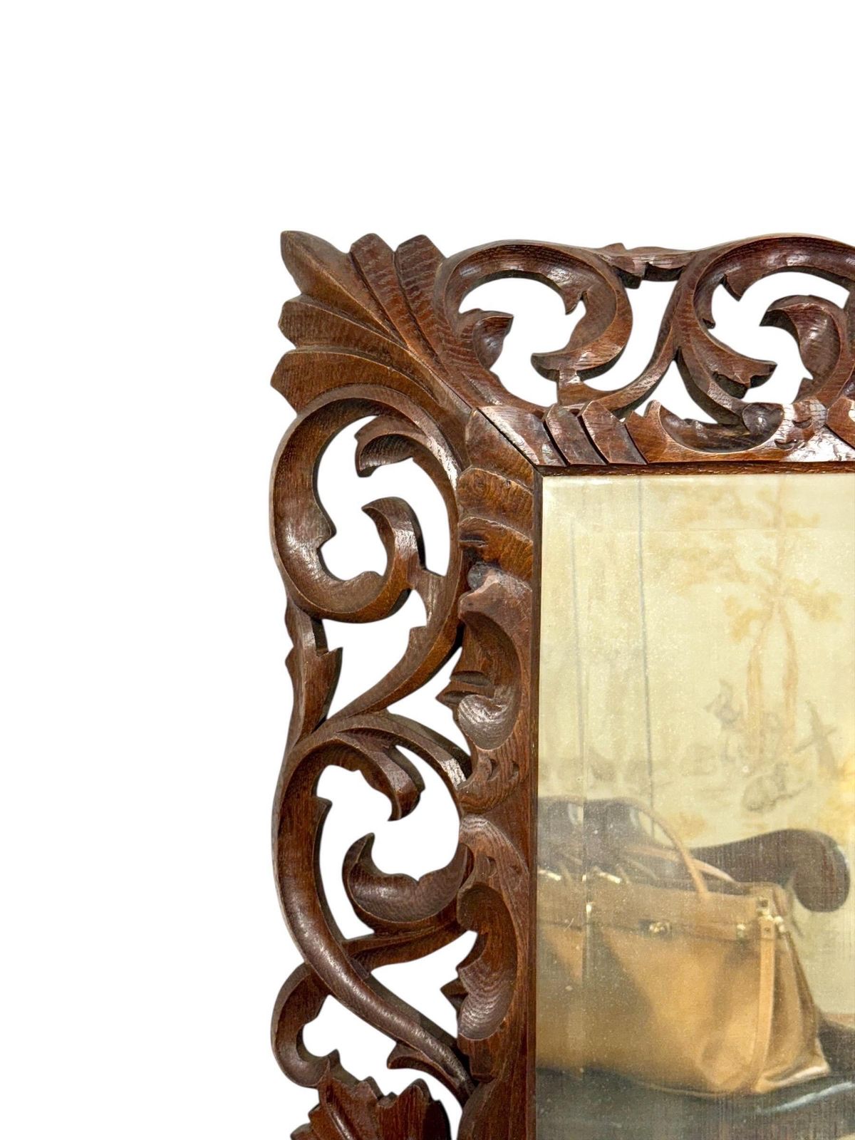 photo buy 19th Century French Hand Carved Oak Beveled Mirror
