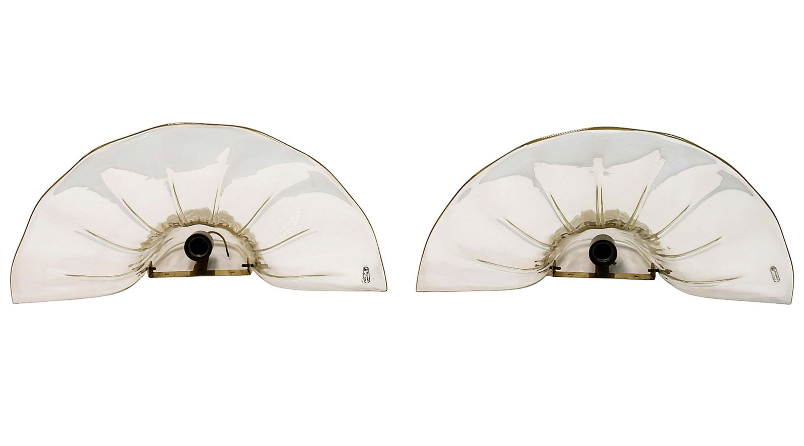 Pair Of Italian Murano Glass And Brass Wall Light Sconces By Seguso photo Lighting