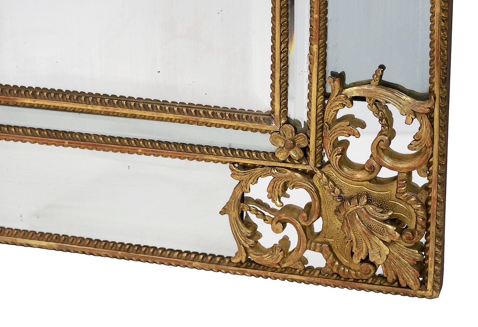 French Carved Giltwood Wall Mirror, 18th Century Régence Period photo furniture