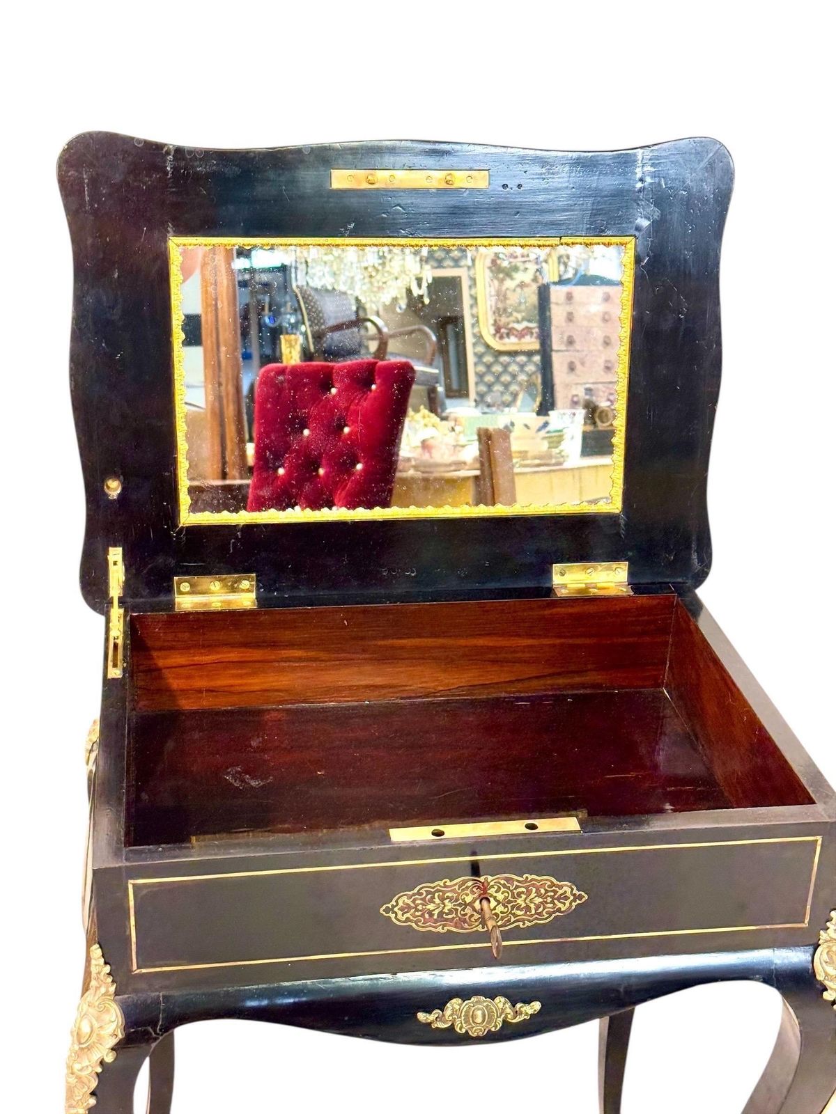 19th Century French Ebonized Vanity Table With Gilt Bronze Mounts photo vinterior