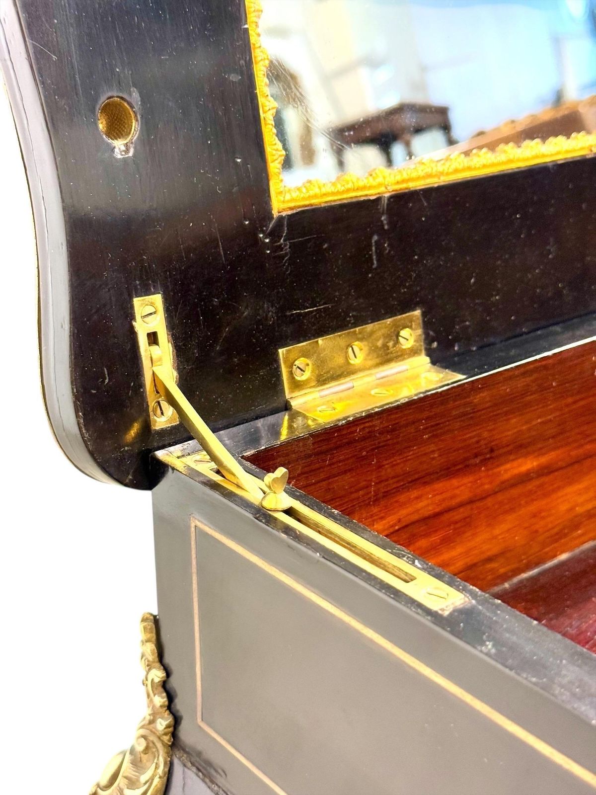 Furniture 19th Century French Ebonized Vanity Table With Gilt Bronze Mounts photo