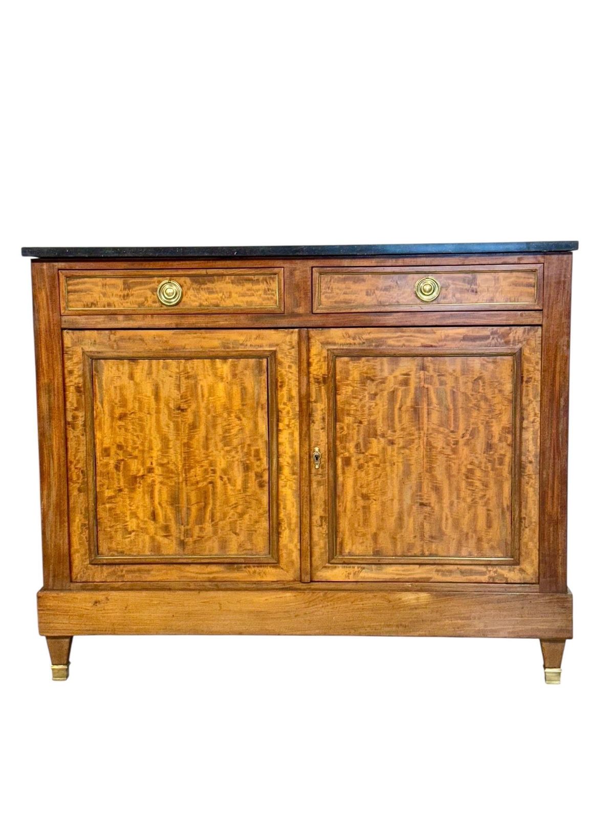 Furniture 19th Century French Buffet In Burr Elm With Black Marble Top photo