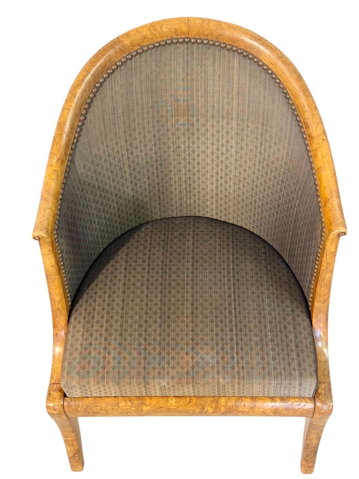 Pair Of 19th Century French Empire Style Burl Wood Gondola Armchairs photo Furniture