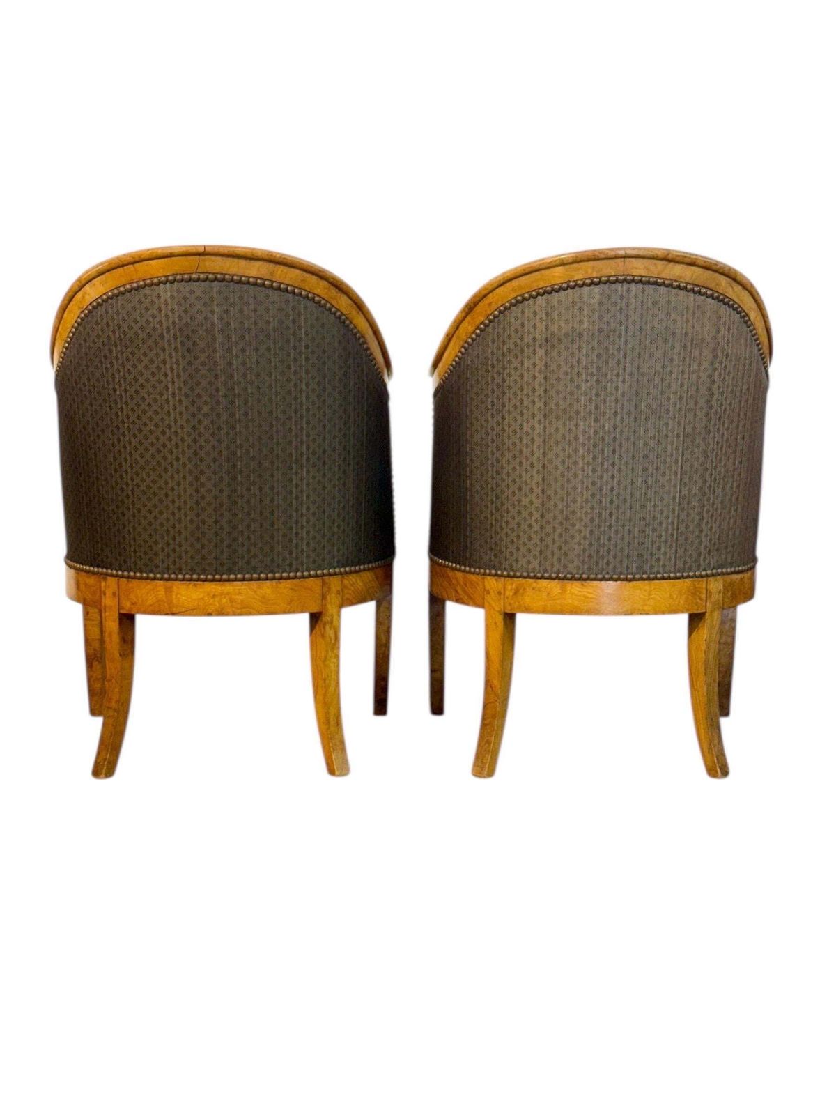 2388.0 Pair Of 19th Century French Empire Style Burl Wood Gondola Armchairs photo