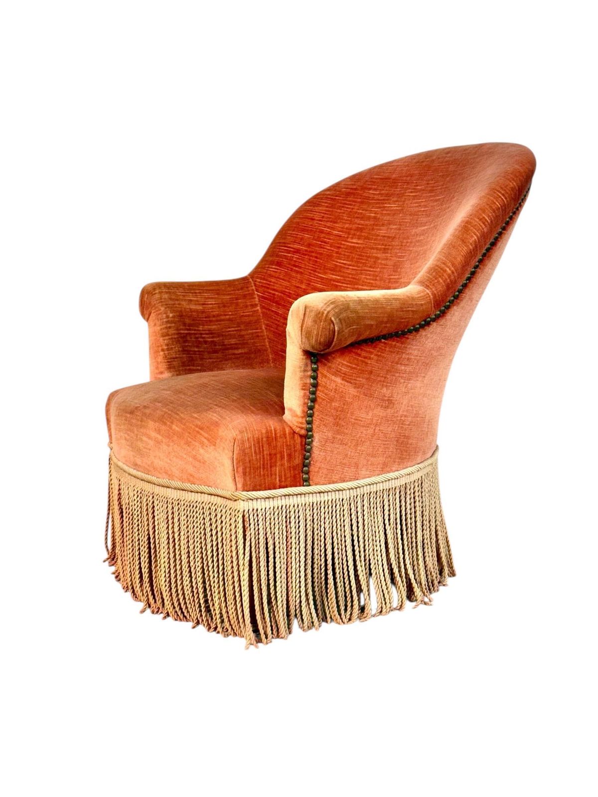 19th Century Child’s Velvet Armchair With Decorative Fringe photo for sale