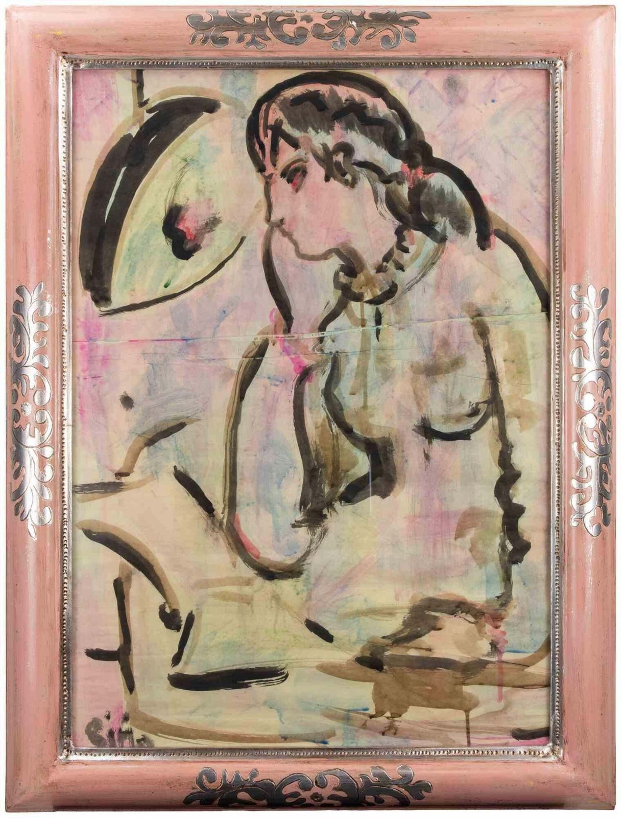 Sirio Pellegrinipensive Nude   Watercolor By Sirio Pellegrini   1960s1960s