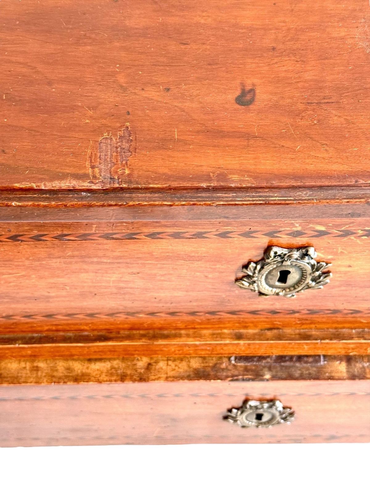 Furniture Louis XVI Period Marquetry Inlaid Cherrywood Commode, Late 18th Century photo