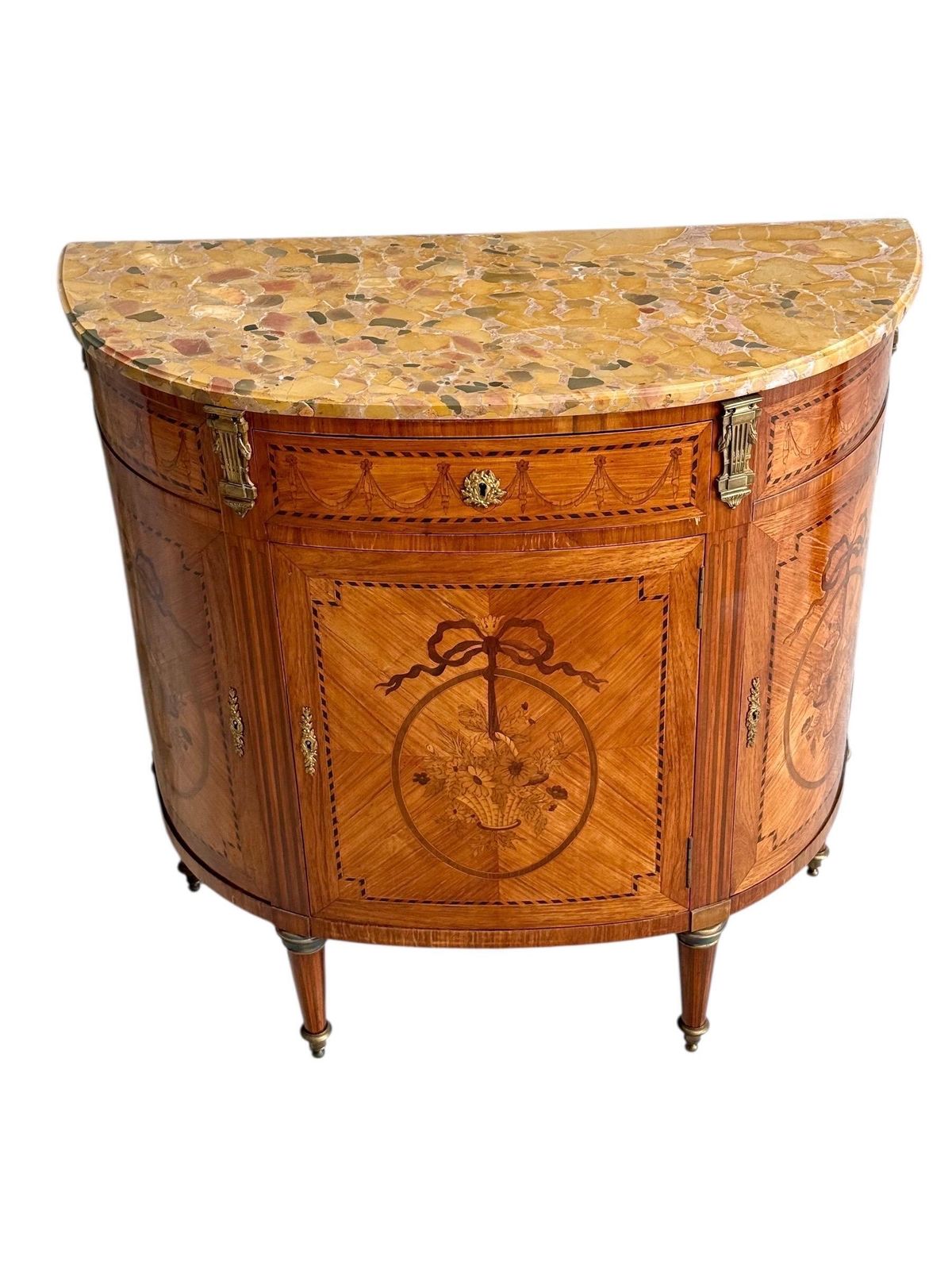 19th Century Louis XVI Style Demilune Commode With Marble Top photo furniture