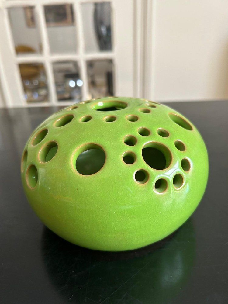 Green Enamelled Terracotta Vase From Paul Badié photo vinterior