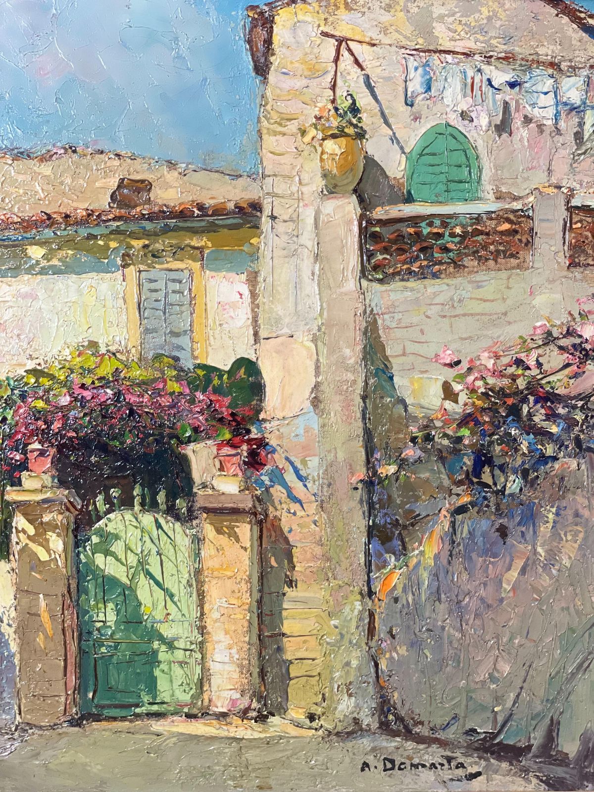 Art Oil On Canvas, Sunlit French Riviera House By The Sea, By Alain Demarta photo