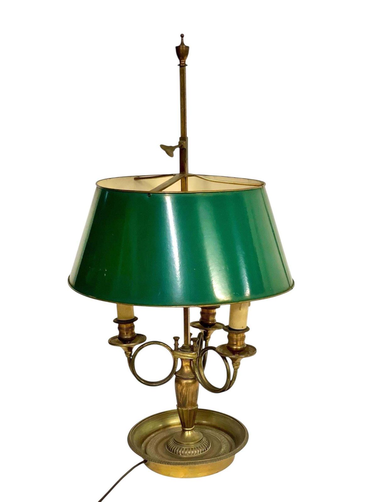 19th Century Bouillotte Lamp With Green Tole Shade And Bronze Base photo buy