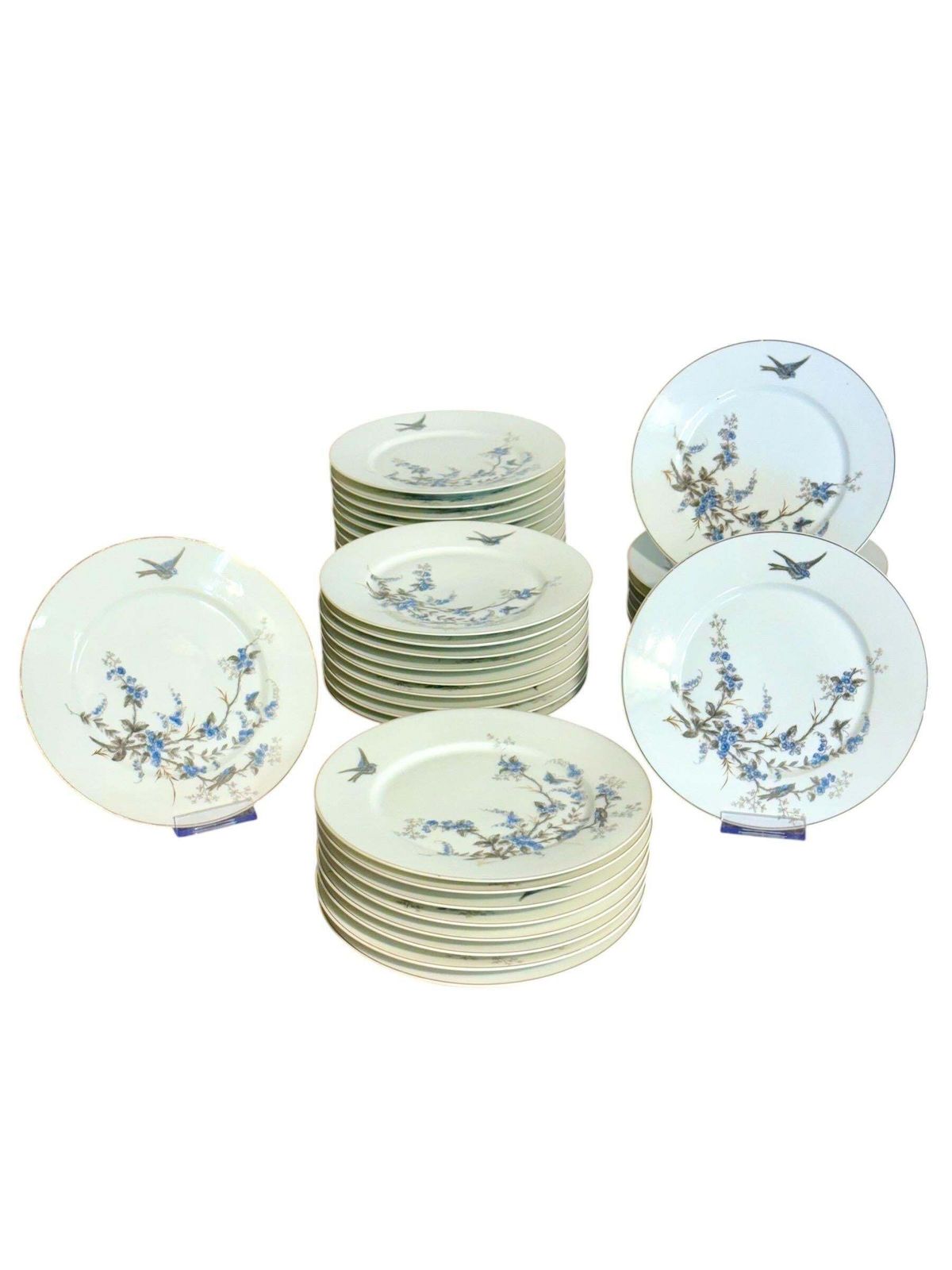 Porcelain Dinner Service Of 43 Pieces With Blue Floral And Bird Motifs photo Home Decor