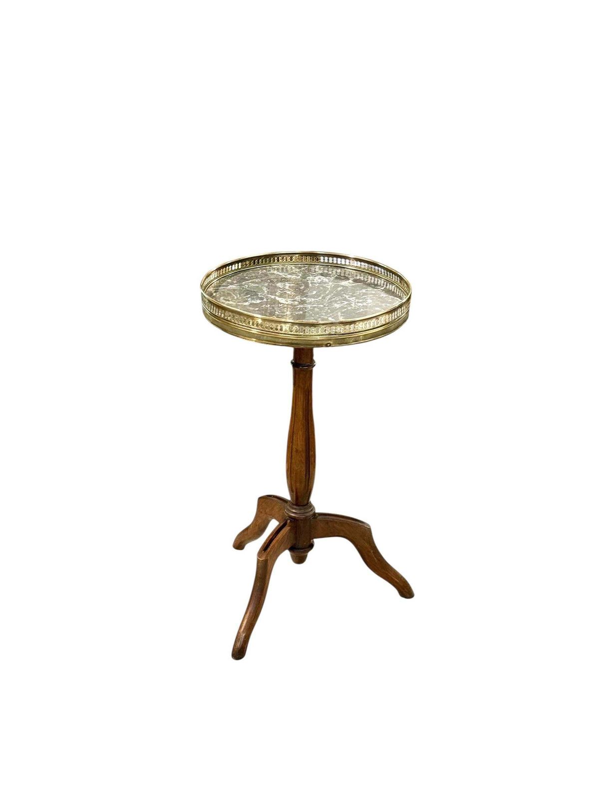 Petite French Gueridon With Marble Top And Brass Gallery, 19th Century photo Furniture