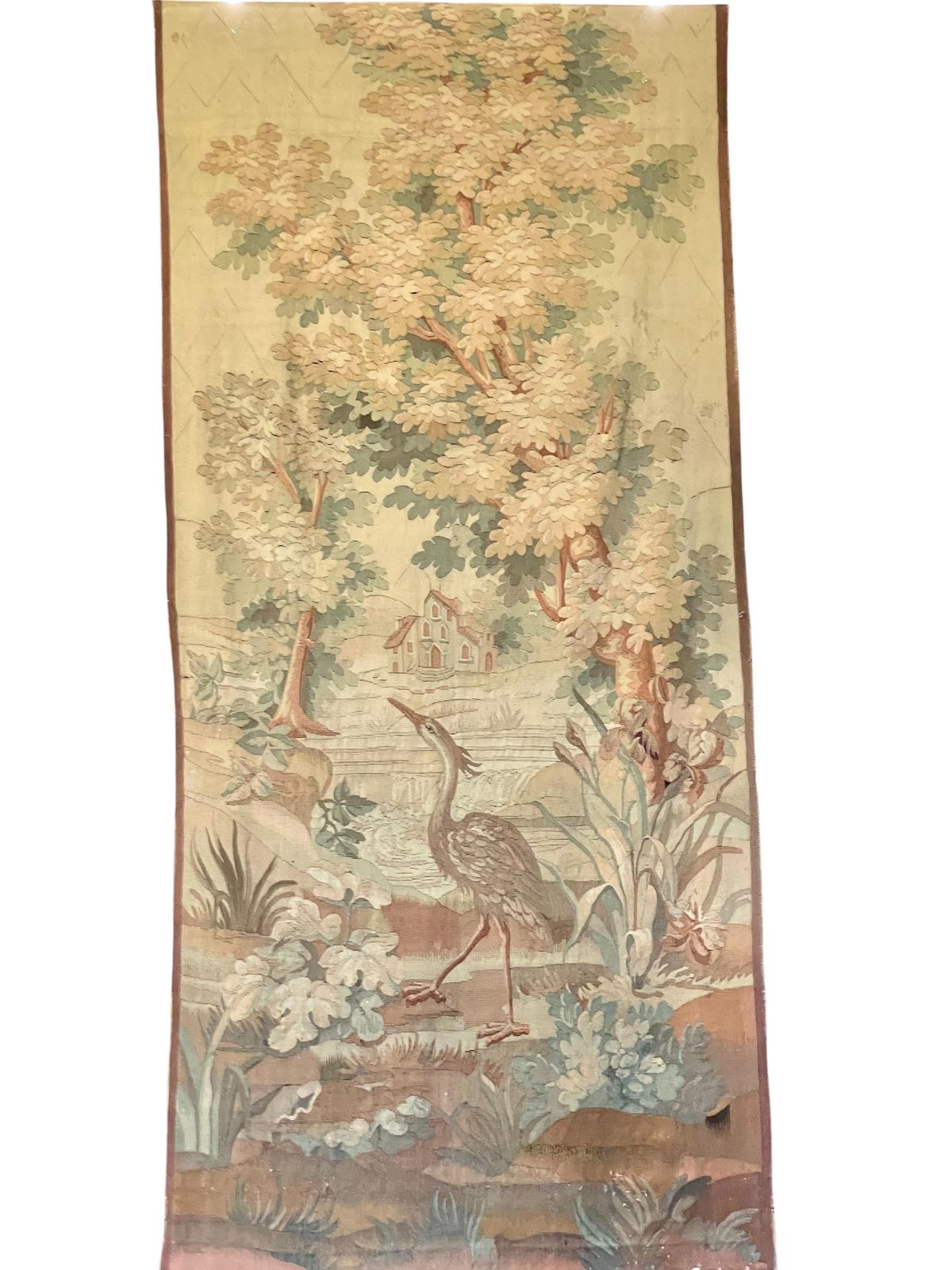 19th Century Rare Pair Of Large Aubusson Verdure Tapestries With Heron And Duck photo for sale