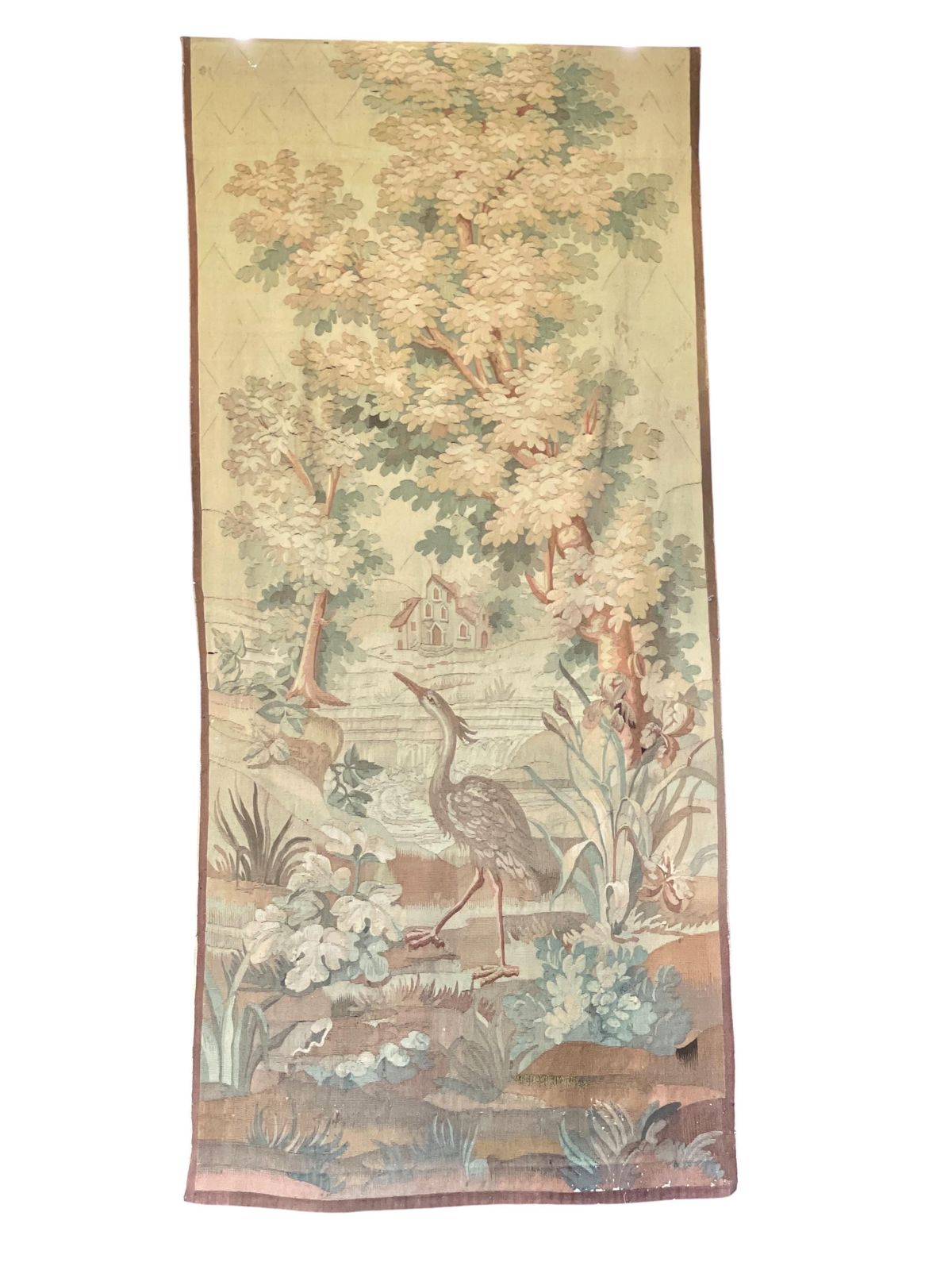 19th Century Rare Pair Of Large Aubusson Verdure Tapestries With Heron And Duck photo vintage