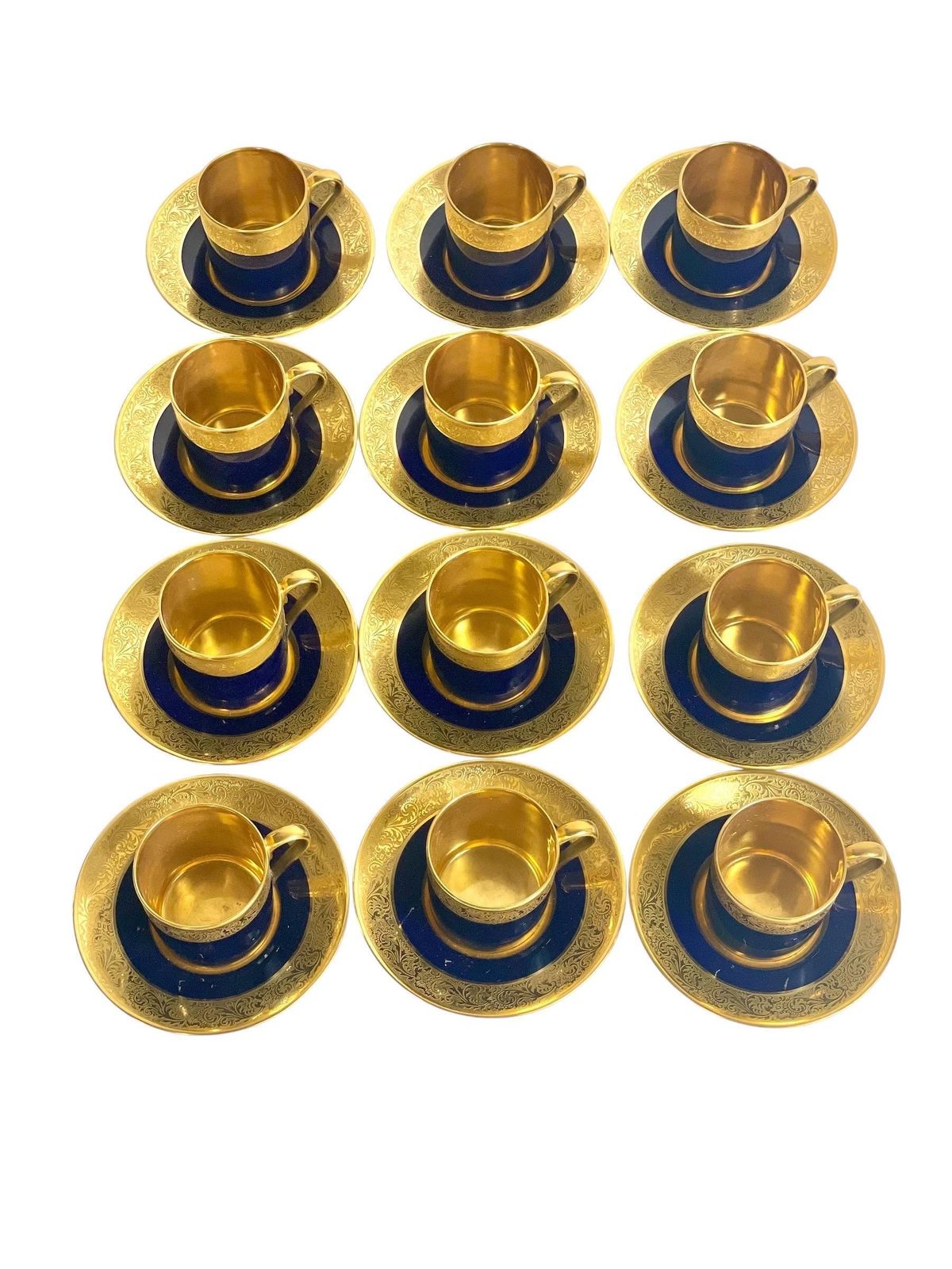 Limoges Coffee Set For 12 In Blue And Gold, Early 20th Century photo Home Decor