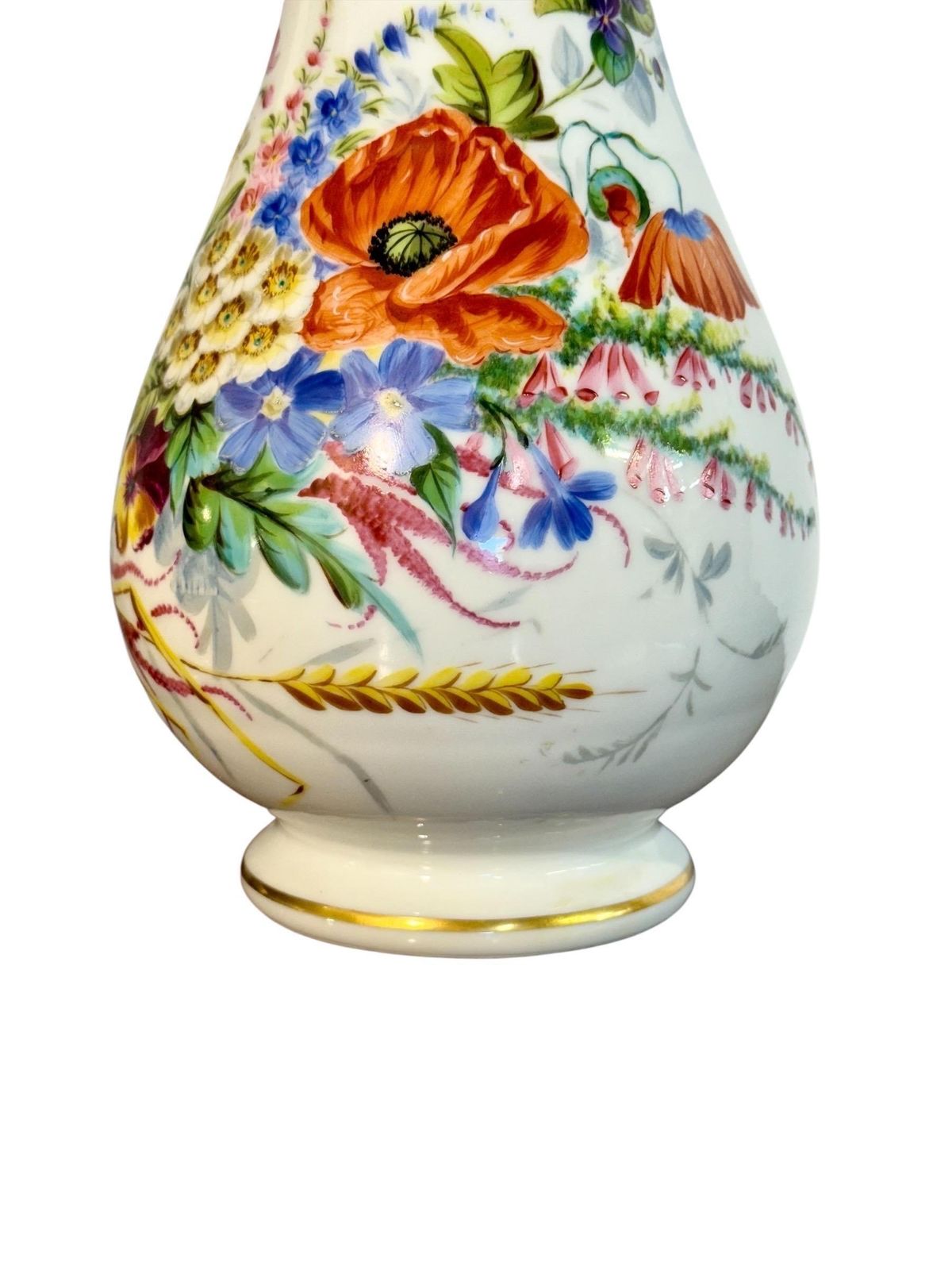 photo vinterior Pair Of Paris Porcelain Vases With Hand Painted Floral Bouquets, C.1880