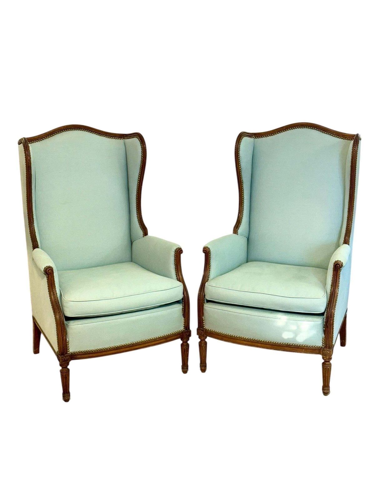 3522.0 Pair Of Louis XVI Style Bergères à Oreilles, 19th Century photo
