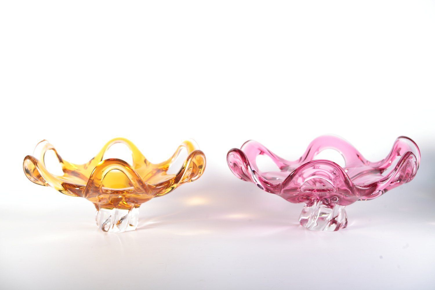 Czech Glass Bowl By Josef Hospodka For Sklarny Chribska, 1970s, Set Of 2