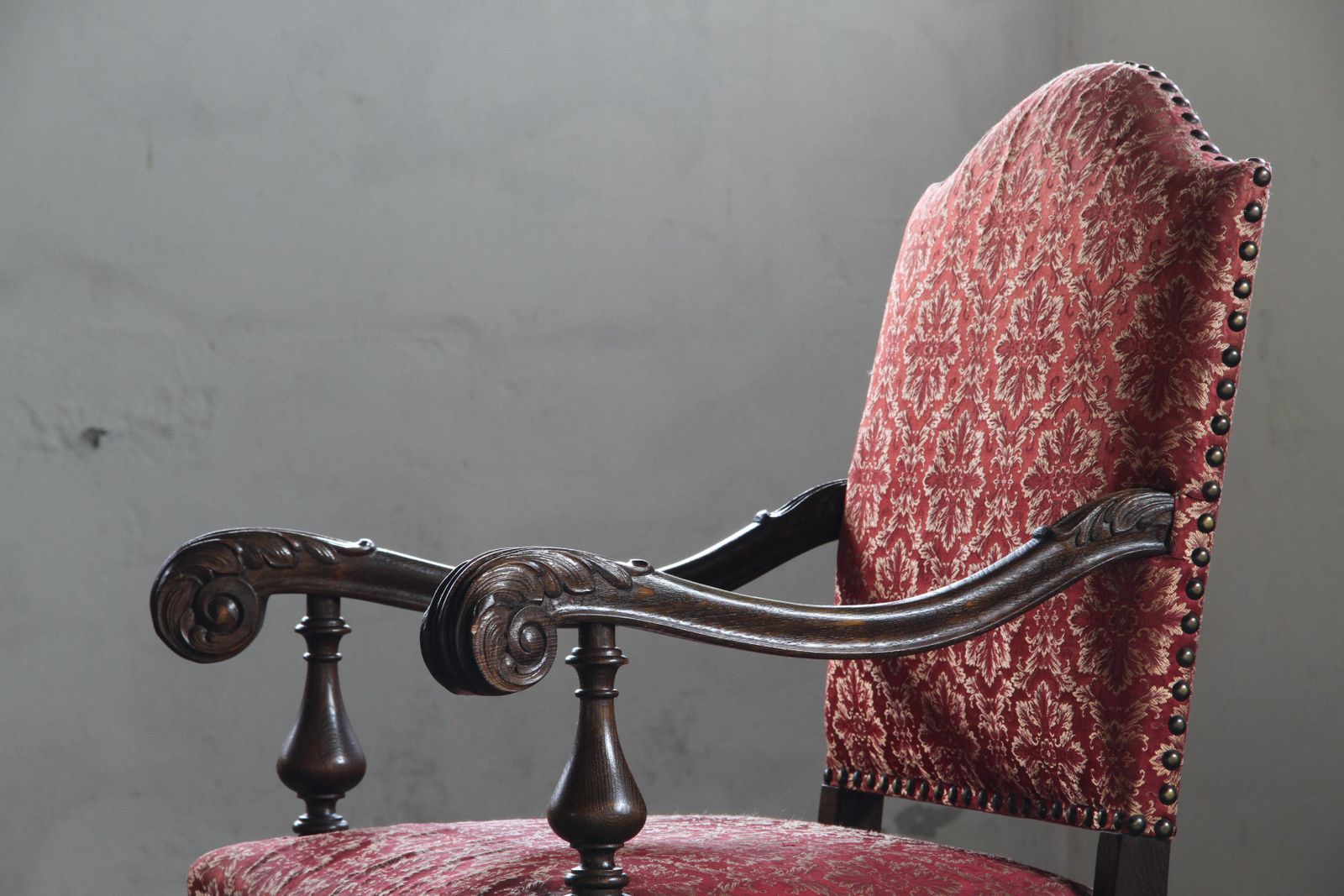 Vintage 19th Century Danish Baroque Oak Armchair   Louis XV Style photo Furniture