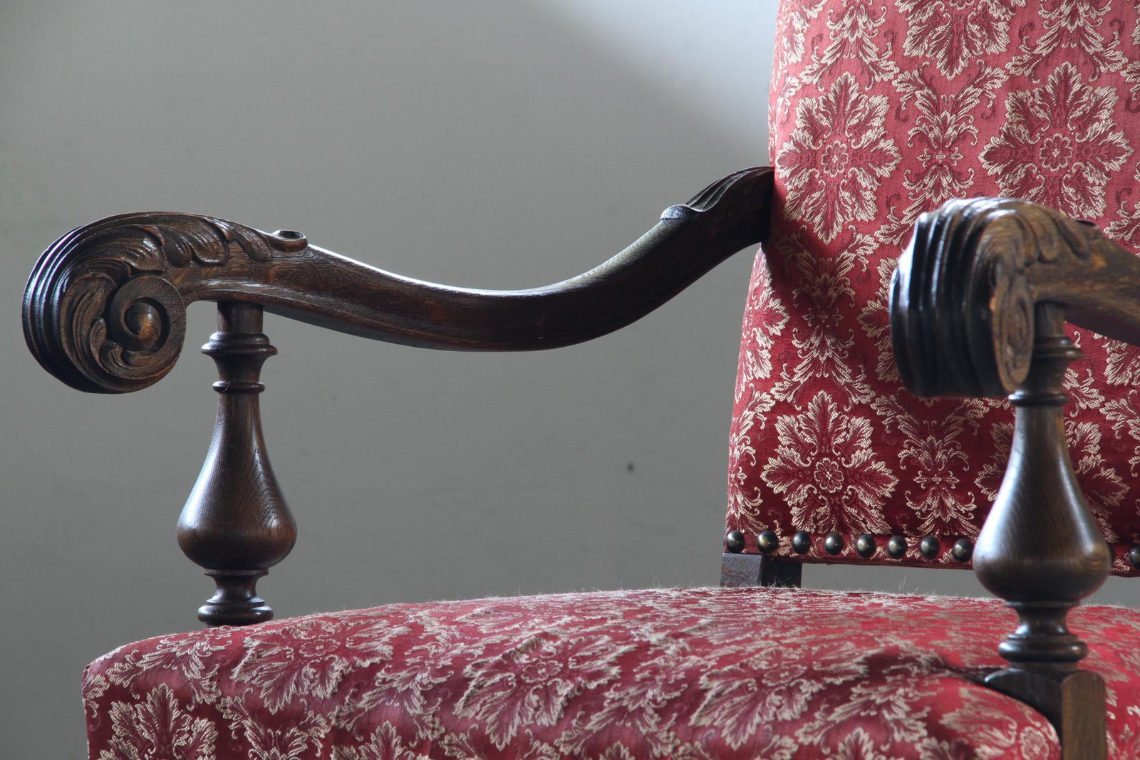 Vintage 19th Century Danish Baroque Oak Armchair   Louis XV Style photo vinterior
