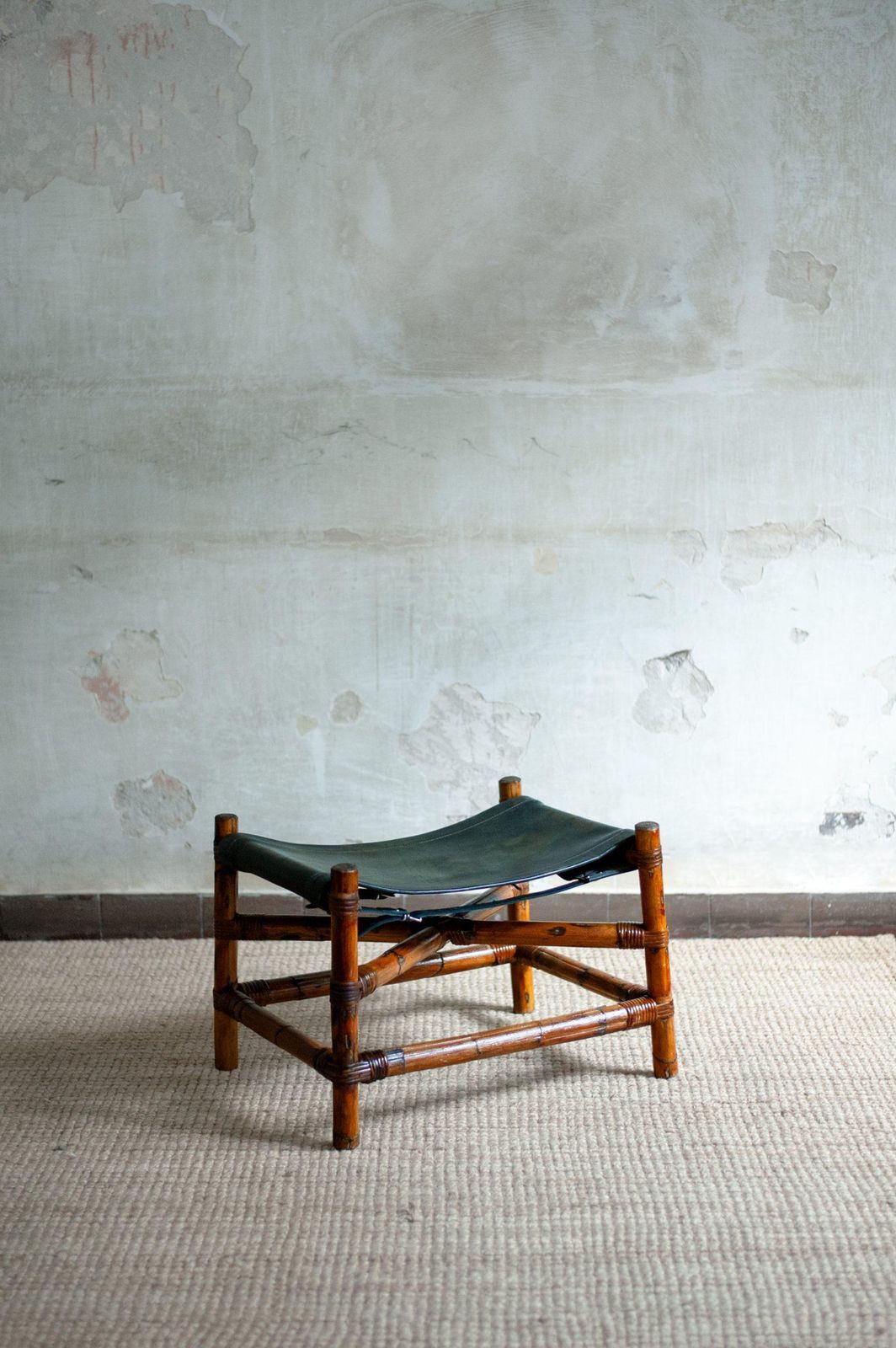 photo for sale Bamboo Lounge Set With Chair And Footstool   1970s