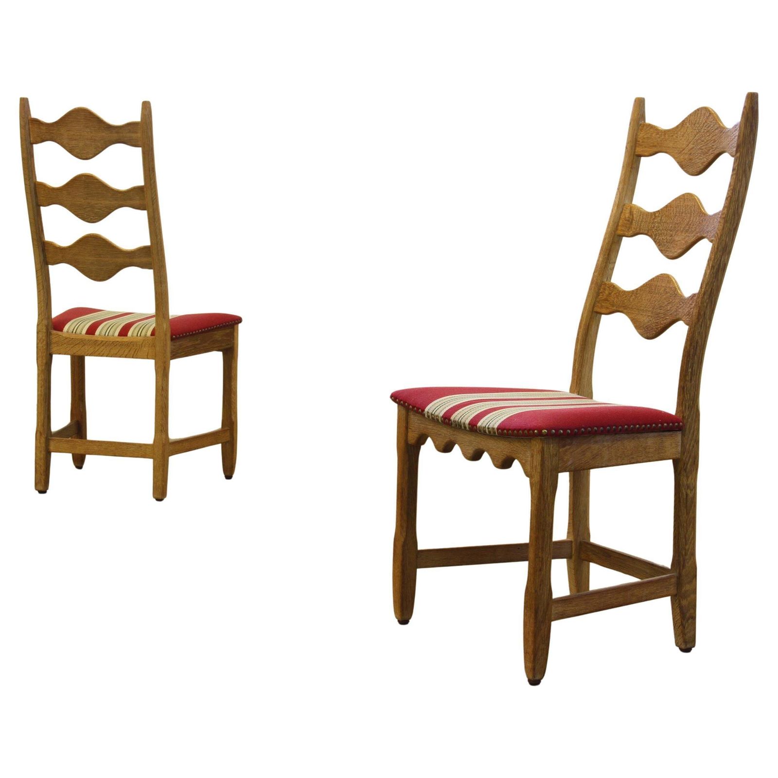 Vintage Jaren 1960 Deense Brutalist Ladderrug Eiken Stoelen In De Stijl Van Kjærnulf