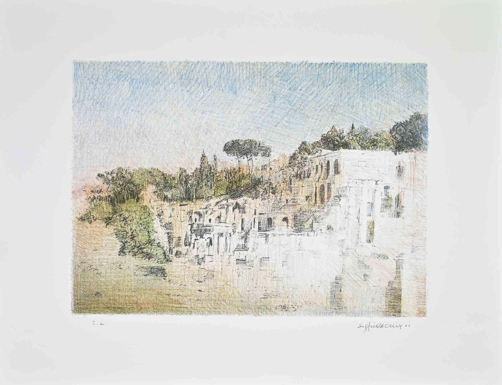 Sigfrido Olivarural Landscape   Lithograph By Sigfrido Oliva   20012001