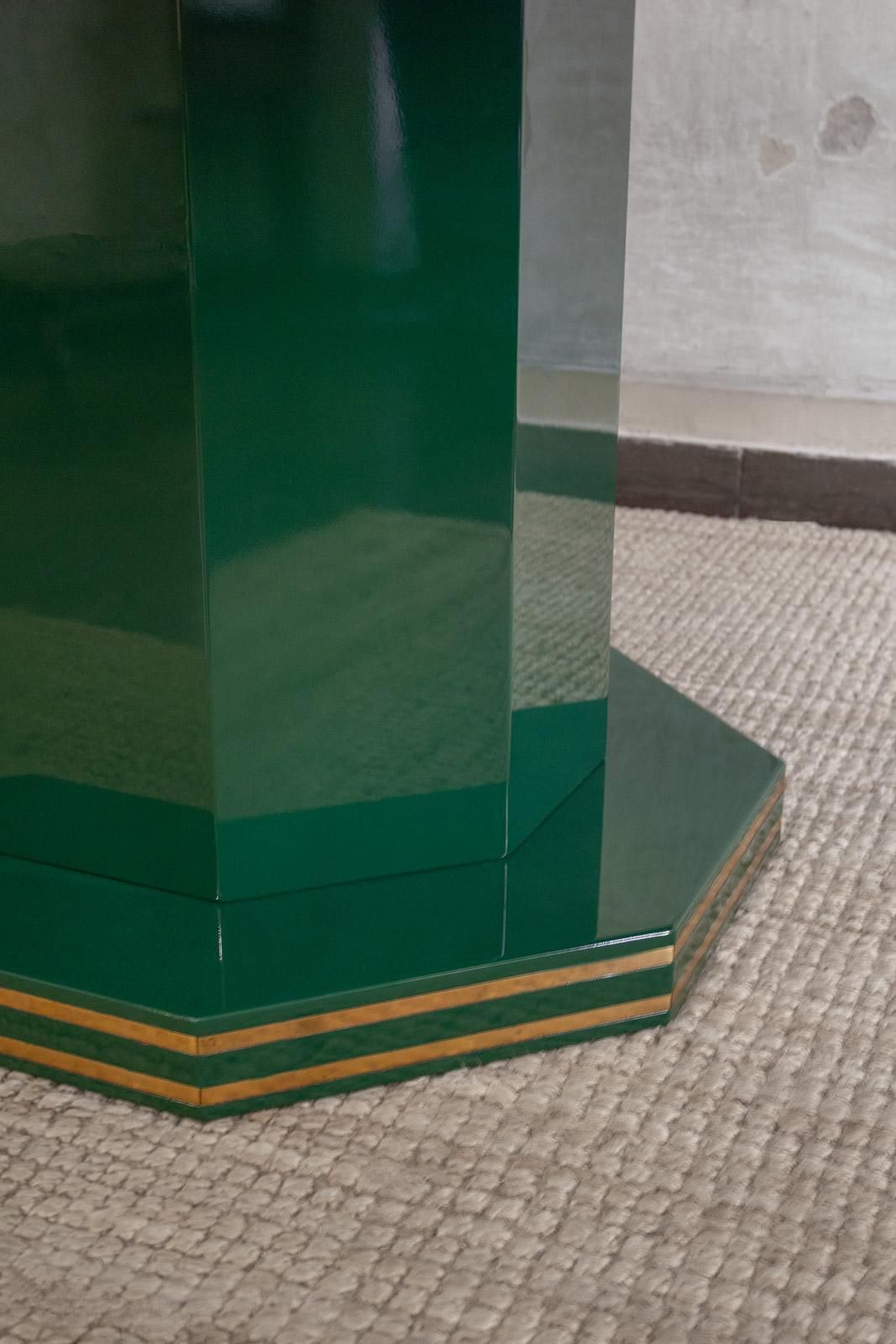 Furniture 1970s Green Lacquered Wood Dining Set photo