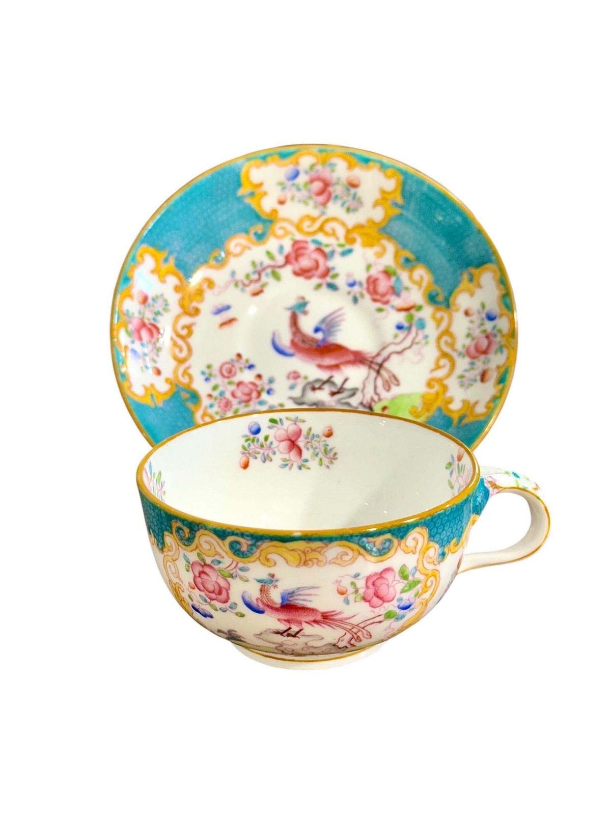 photo buy 19th Century Set Of 7 English Porcelain Tea Cups & Saucers, 6 Signed Minton