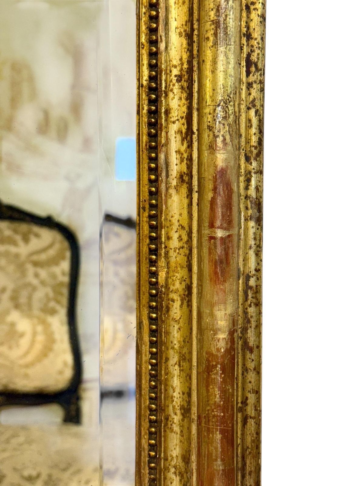 photo buy French Giltwood Trumeau Mirror With Beveled Glass, Signed Crassous Fils 1919