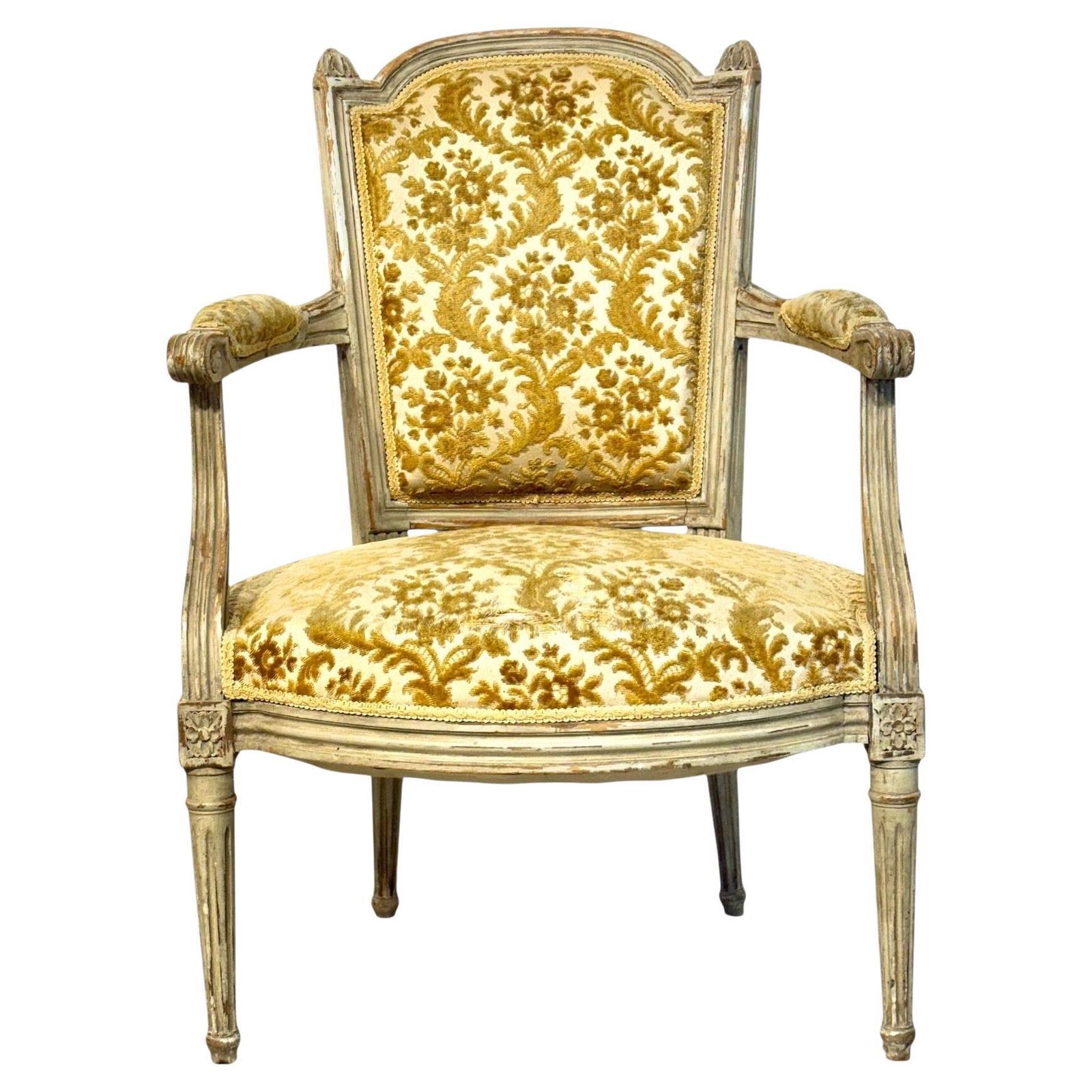 19th Century Louis XVI Style Armchair With Chapeau De Gendarme Backrest