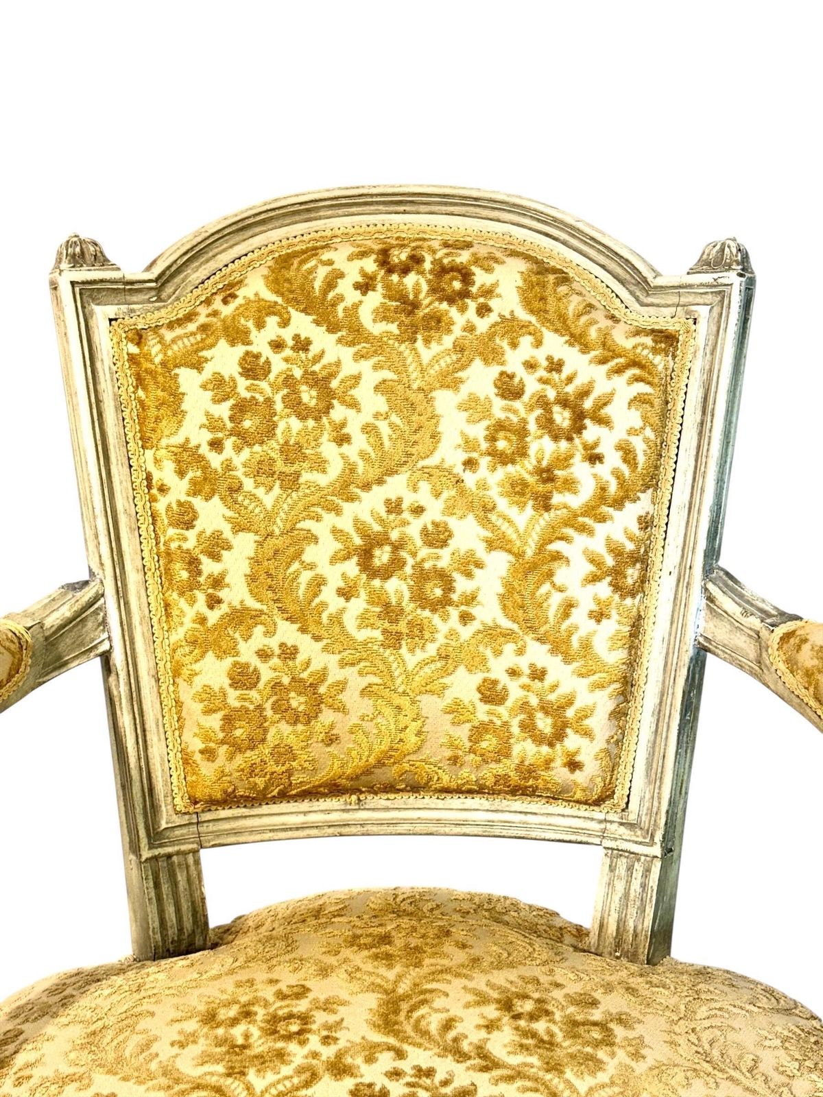 19th Century French Louis XVI Armchair, Patinated Lacquer And Damask photo 1433.0