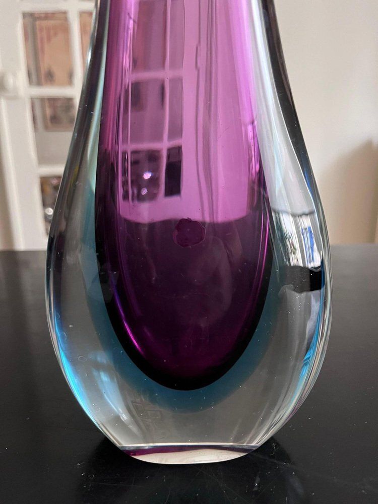 photo for sale Superb Sommerso Vase By Flávio Poli For Murano, 1950s