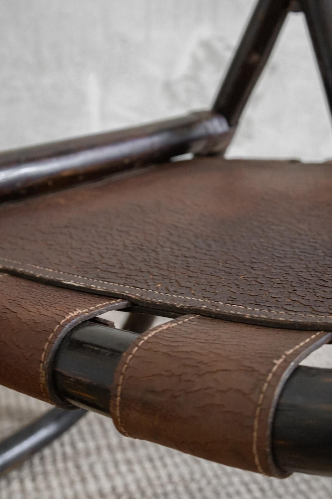 Bamboo And Leather Chairs Attributed To Tito Agnoli, 1970s, Set Of 4 photo buy